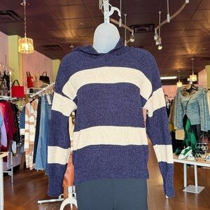 Striped Navy and Cream Women's Top